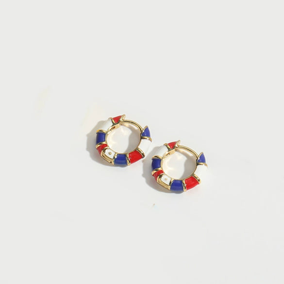 Wholesale Women's Copper Geometric Dripping Oil Enamel Earrings
