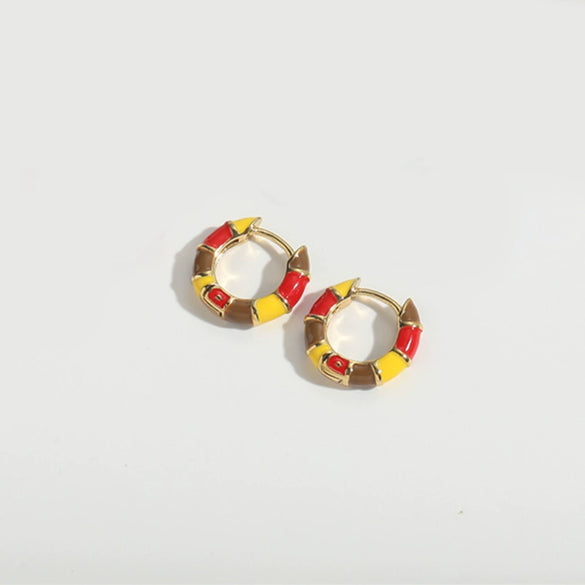 Wholesale Women's Copper Geometric Dripping Oil Enamel Earrings