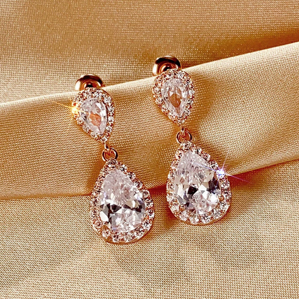 Wholesale Women's Copper Geometric Drop Shape Highend Minimalist Earrings