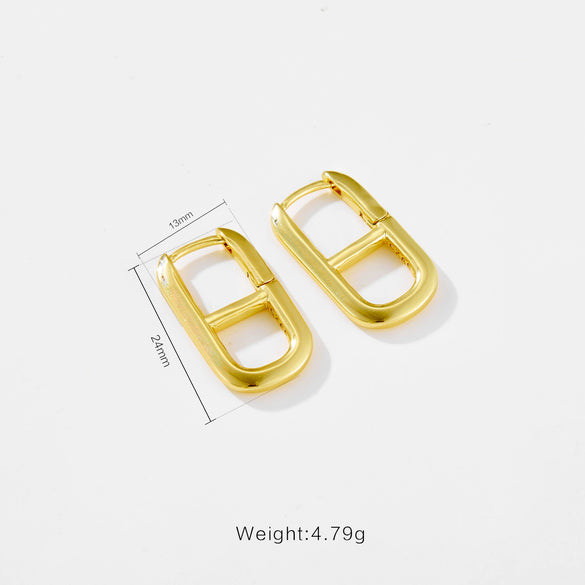 Wholesale Women's Copper Geometric Earrings With Platinum And 18K Gold Electroplating