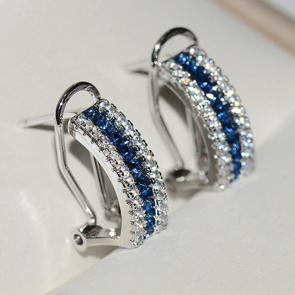 Wholesale Women's Copper Geometric Fashion Earrings With Zircon Design