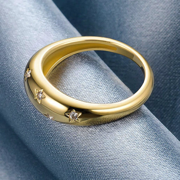 Wholesale Women's Copper Geometric Fivepointed Star Ring Electroplated Jewelry