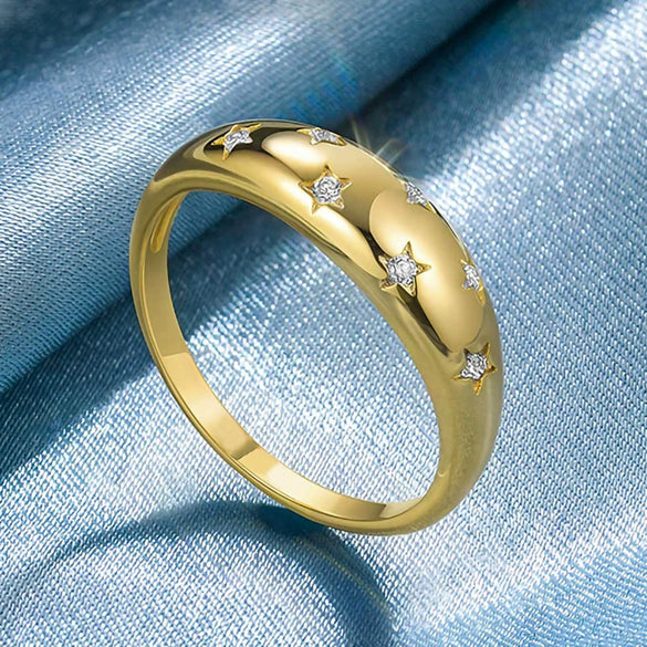 Wholesale Women's Copper Geometric Fivepointed Star Ring Electroplated Jewelry