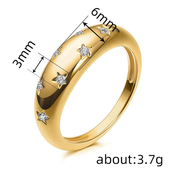 Wholesale Women's Copper Geometric Fivepointed Star Ring Electroplated Jewelry