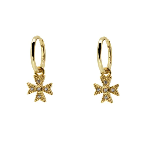 Wholesale Women's Copper Geometric Four Leaf Clover Micro Inlaid Zircon Earrings Minimalist Style