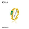 Wholesale Women's Copper Geometric Hollow Opening Adjustable Zircon Ring With Electroplating And Niche Chain Design
