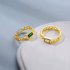 Wholesale Women's Copper Geometric Hollow Opening Adjustable Zircon Ring With Electroplating And Niche Chain Design