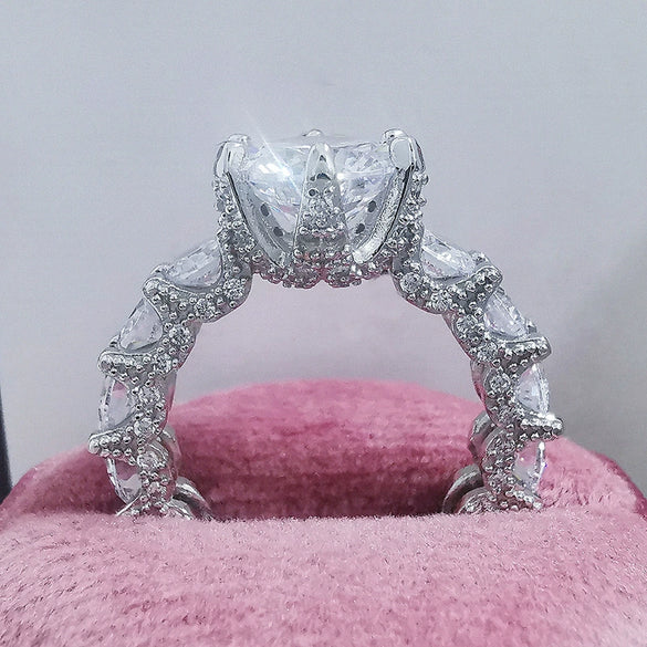 Wholesale Women's Copper Geometric Imitation Diamond Wedding Ring Jewelry With Electroplating