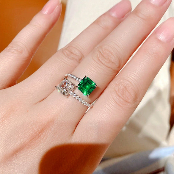 Wholesale Women's Copper Geometric Inlaid Zircon Adjustable Ring