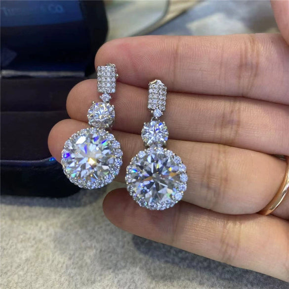 Wholesale Women's Copper Geometric Inlaid Zircon Earrings