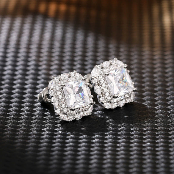 Wholesale Women's Copper Geometric Inlaid Zircon Earrings