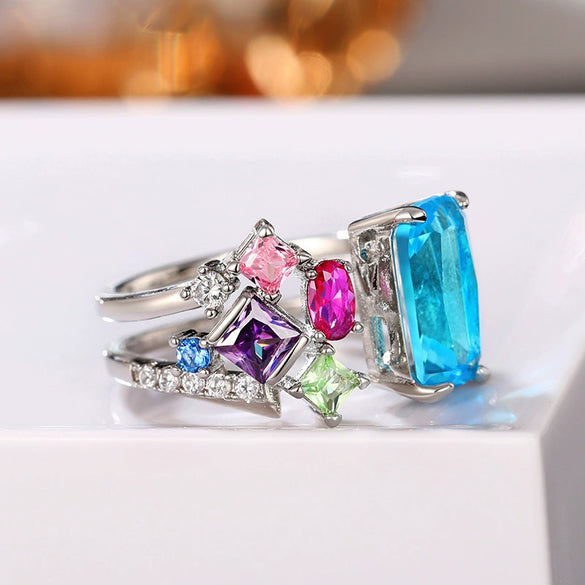 Wholesale Women's Copper Geometric Inlaid Zircon Open Ring Light Luxury Niche Design