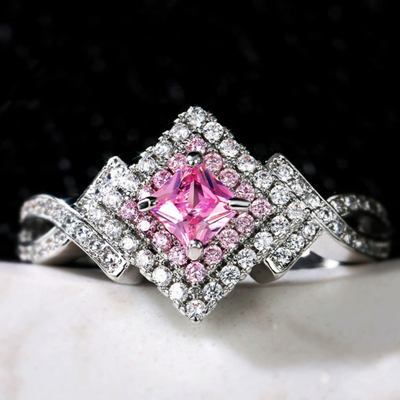 Wholesale Women's Copper Geometric Inlaid Zircon Ring Jewelry