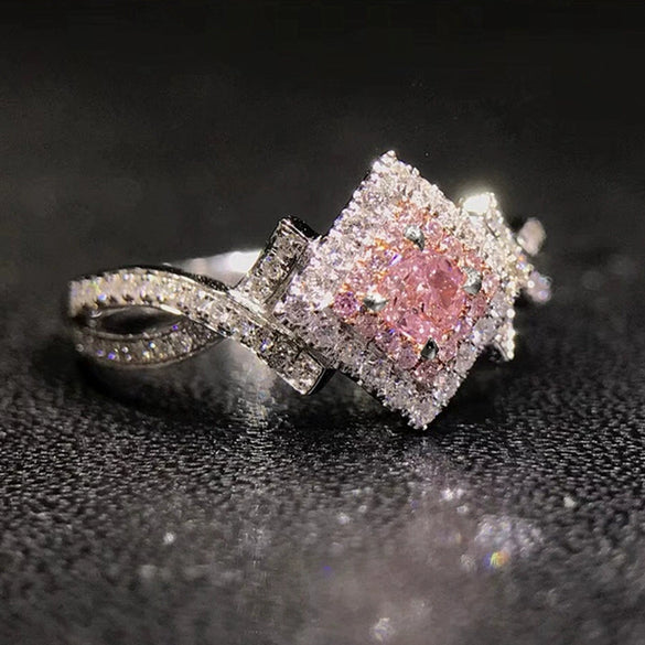 Wholesale Women's Copper Geometric Inlaid Zircon Ring Jewelry