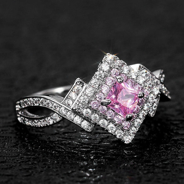 Wholesale Women's Copper Geometric Inlaid Zircon Ring Jewelry
