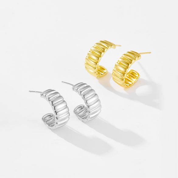 Wholesale Women's Copper Geometric Irregular C Ring Earrings With Electroplating