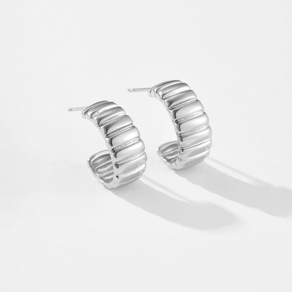 Wholesale Women's Copper Geometric Irregular C Ring Earrings With Electroplating