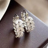 Wholesale Women's Copper Geometric Leaf Earrings Set With Zirconia