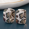 Wholesale Women's Copper Geometric Leopard Print Zirconia Earrings