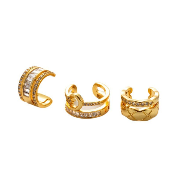 Wholesale Women's Copper Geometric Microinlaid Zircon Cartilage Ear Clip Electroplated
