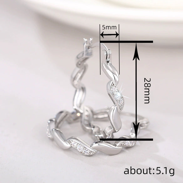 Wholesale Women's Copper Geometric Microinlaid Zircon Earrings Accessible Luxury Fashion Accessories