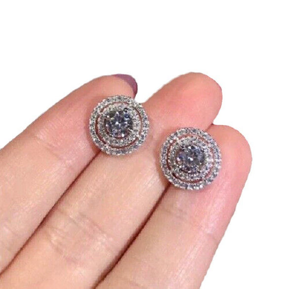Wholesale Women's Copper Geometric Microinlaid Zircon Earrings Fashion Exquisite Shiny Light Luxury Style