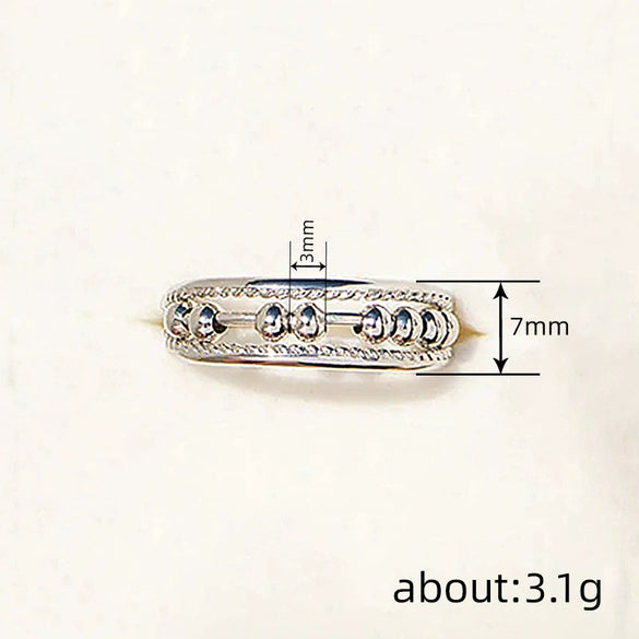 Wholesale Women's Copper Geometric Movable Bead Niche Design Electroplated Ring