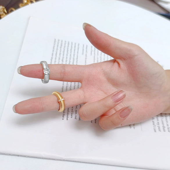 Wholesale Women's Copper Geometric Open Plain Ring With Electroplating For Lovers Stacked Wearing High Luxury Niche Style