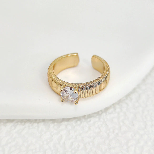 Wholesale Women's Copper Geometric Open Plain Ring With Electroplating For Lovers Stacked Wearing High Luxury Niche Style