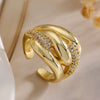 Wholesale Women's Copper Geometric Open Ring With 18K Gold Plating And Micro Inlay Zircon