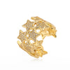 Wholesale Women's Copper Geometric Open Ring With 18K Gold Plating And Micro Inlay Zircon