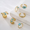 Wholesale Women's Copper Geometric Open Ring With Micro Inlay And 18K Gold Dripping Oil Devil's Eye Design