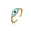 Wholesale Women's Copper Geometric Open Ring With Micro Inlay And 18K Gold Dripping Oil Devil's Eye Design
