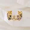 Wholesale Women's Copper Geometric Open Ring With Oil Dripping Zircon Flower And Micro Inlay