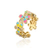 Wholesale Women's Copper Geometric Open Ring With Oil Dripping Zircon Flower And Micro Inlay
