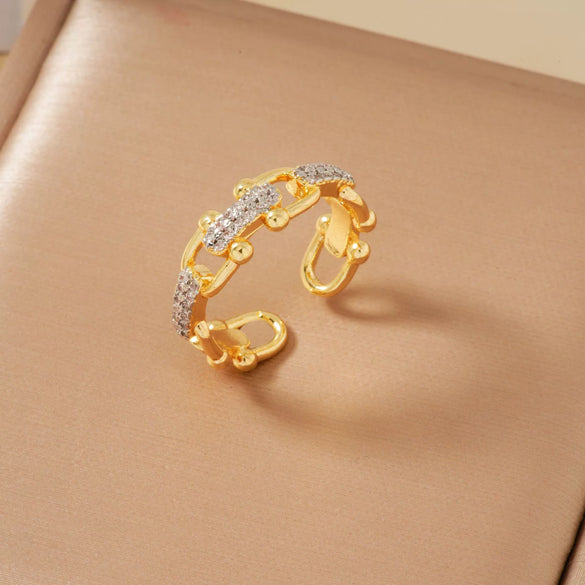 Wholesale Women's Copper Geometric Opening Ring With Diamond Zirconium Electroplated And Constellation Doll Crown Etc Patterns