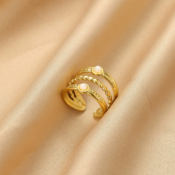 Wholesale Women's Copper Geometric Opening Zircon Flower Ring With Electroplating