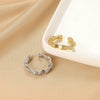 Wholesale Women's Copper Geometric Opening Zircon Flower Ring With Electroplating