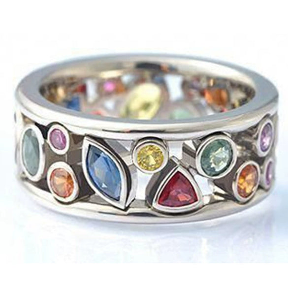 Wholesale Women's Copper Geometric Pattern Hollow Diamondembedded Ring Jewelry