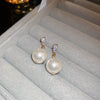 Wholesale Women's Copper Geometric Pearl Earrings With Diamond Design Retro And Exquisite Style