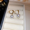 Wholesale Women's Copper Geometric Pearl Earrings With Diamond Design Retro And Exquisite Style