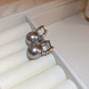 Wholesale Women's Copper Geometric Pearl Earrings With Diamond Design Retro And Exquisite Style