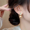 Wholesale Women's Copper Geometric Pearl Earrings With Diamond Design Retro And Exquisite Style