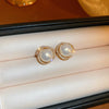 Wholesale Women's Copper Geometric Pearl Earrings With Diamond Design Retro And Exquisite Style