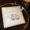 Wholesale Women's Copper Geometric Pearl Earrings With Diamond Design Retro And Exquisite Style