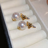 Wholesale Women's Copper Geometric Pearl Earrings With Diamond Design Retro And Exquisite Style