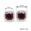 Wholesale Women's Copper Geometric Red Square Inlaid Zircon Earrings