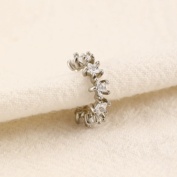Wholesale Women's Copper Geometric Retro Exquisite Zircon Ear Clip Electroplated Earrings