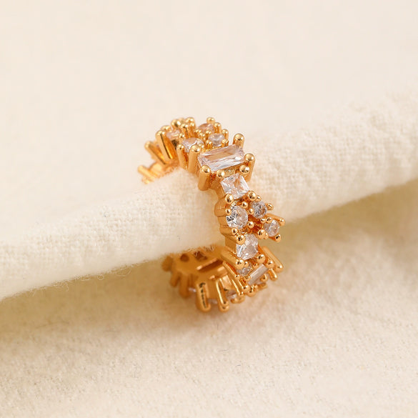 Wholesale Women's Copper Geometric Retro Exquisite Zircon Ear Clip Electroplated Earrings