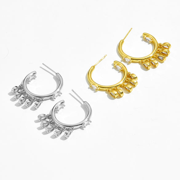 Wholesale Women's Copper Geometric Retro Simple Electroplated Zircon Drop Earrings